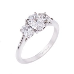 GIA Certificated Oval Cut Diamond Trilogy Ring