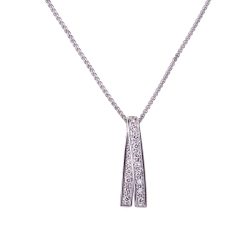 18ct White Gold Diamond Set V Shaped Pendant