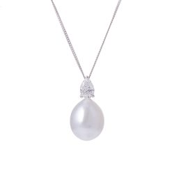 South Sea Pearl and Pear Cut Diamond Pendant