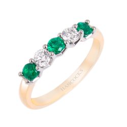Yellow Gold Emerald and Diamond 5-Stone