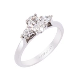 Platinum Oval Cut Diamond Three Stone Ring
