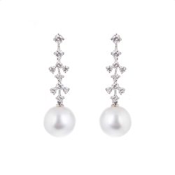 18ct White Gold Pearl and Diamond Earrings