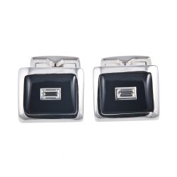 Baguette Cut Diamond Rectangular Cufflinks