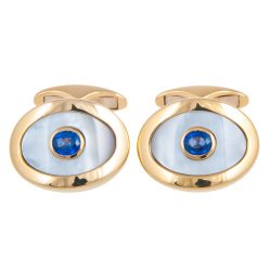 18ct Yellow Gold Sapphire Cufflinks