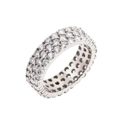 Three Row Diamond Set Broad Ring