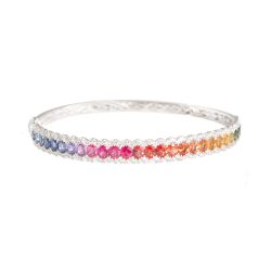 White Gold Multi Coloured Sapphire Bangle