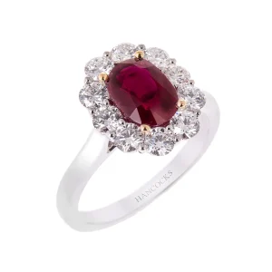 Ruby and Diamond Cluster Ring