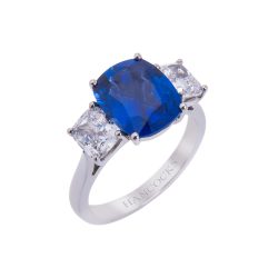 Cushion Cut Sapphire Platinum Engagement Ring