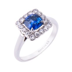 Cushion Sapphire Ring Mounted with Diamond Halo