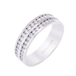 Brilliant Cut Diamond Double Row Wedding Band