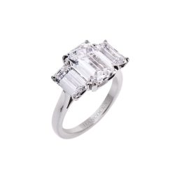 5.44ct Emerald Cut Diamond Three Stone Ring