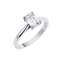 Platinum Emerald Cut Diamond Single Stone Ring