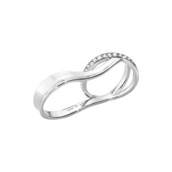 Georg Jensen sterling silver and diamond set Marcia double ring
