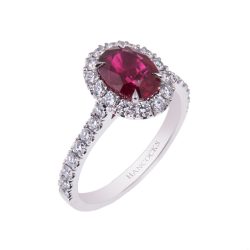 Platinum Oval Ruby and Diamond Cluster Ring