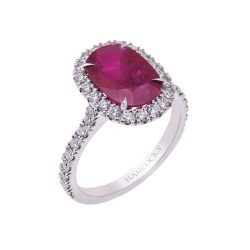 Oval Ruby and Diamond Cluster Ring