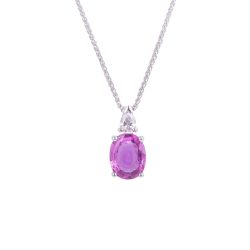 Pink Sapphire and Diamond Pendant