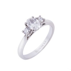 GIA Certificated Oval Cut Diamond Three-Stone Ring