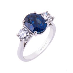 Oval Sapphire and Diamond Trilogy Ring