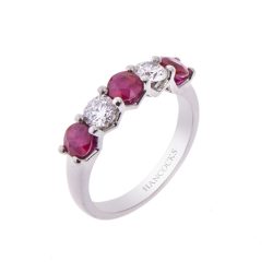 Round Ruby and Diamond 5 Stone Ring
