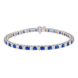 Square Cut Sapphire and Diamond Bracelet