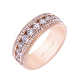Rose Gold 3-Row Ladies Diamond Wedding Ring