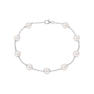 pearl and white gold chain bracelet