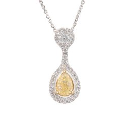 yellow diamond pendant in platinum
