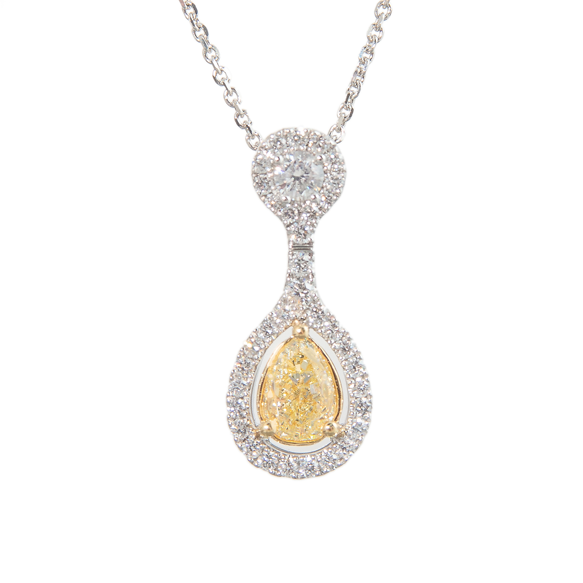 yellow diamond pendant in platinum