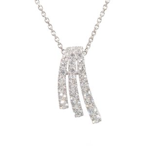 diamond three row pendant in white gold