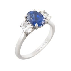 all oval sapphire and diamond ring in platinum