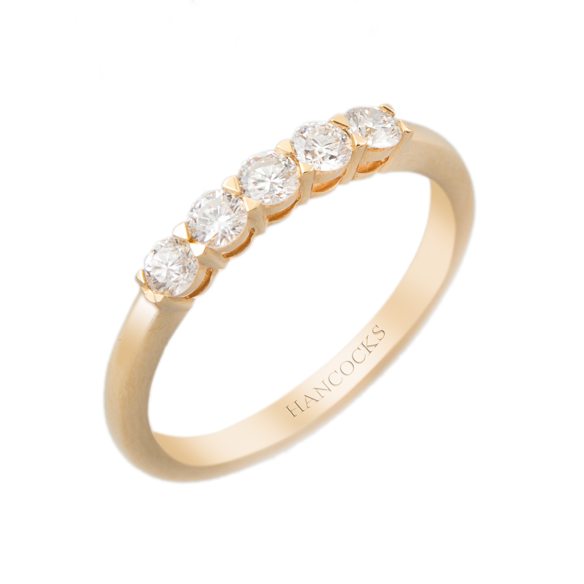 yellow gold diamond 5-stone wedding ring