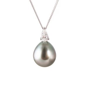 Tahitian pearl and diamond pendant in white gold
