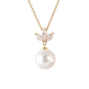 marquise diamond and pearl pendant