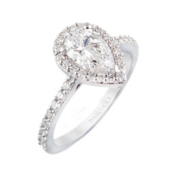 pear cut platinum diamond cluster ring