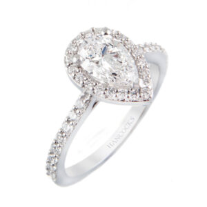 pear cut platinum diamond cluster ring