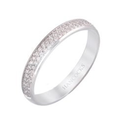 two row brilliant cut diamond wedding ring