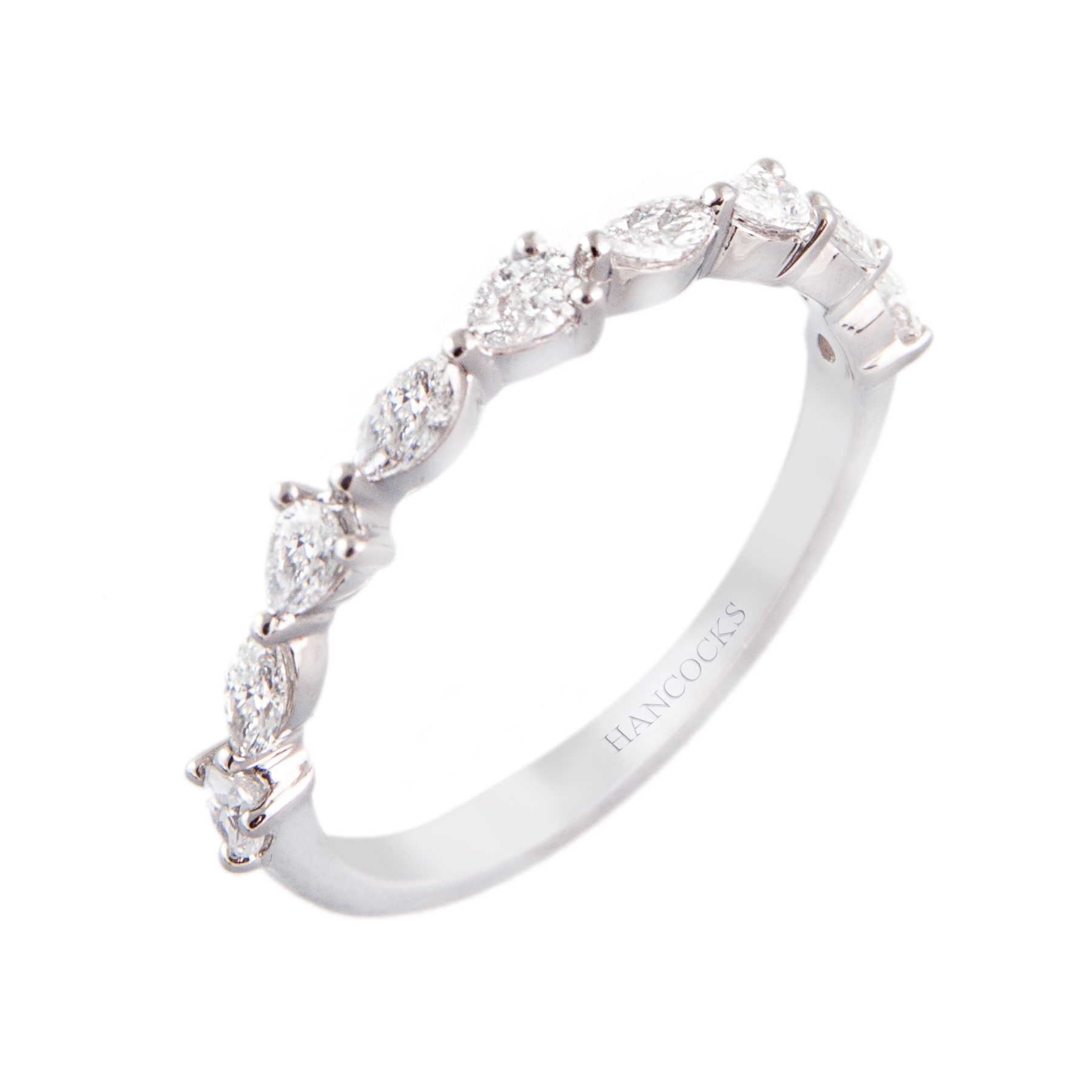marquise and pear cut diamond set wedding ring
