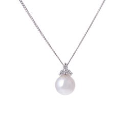 white gold pearl and diamond pendant