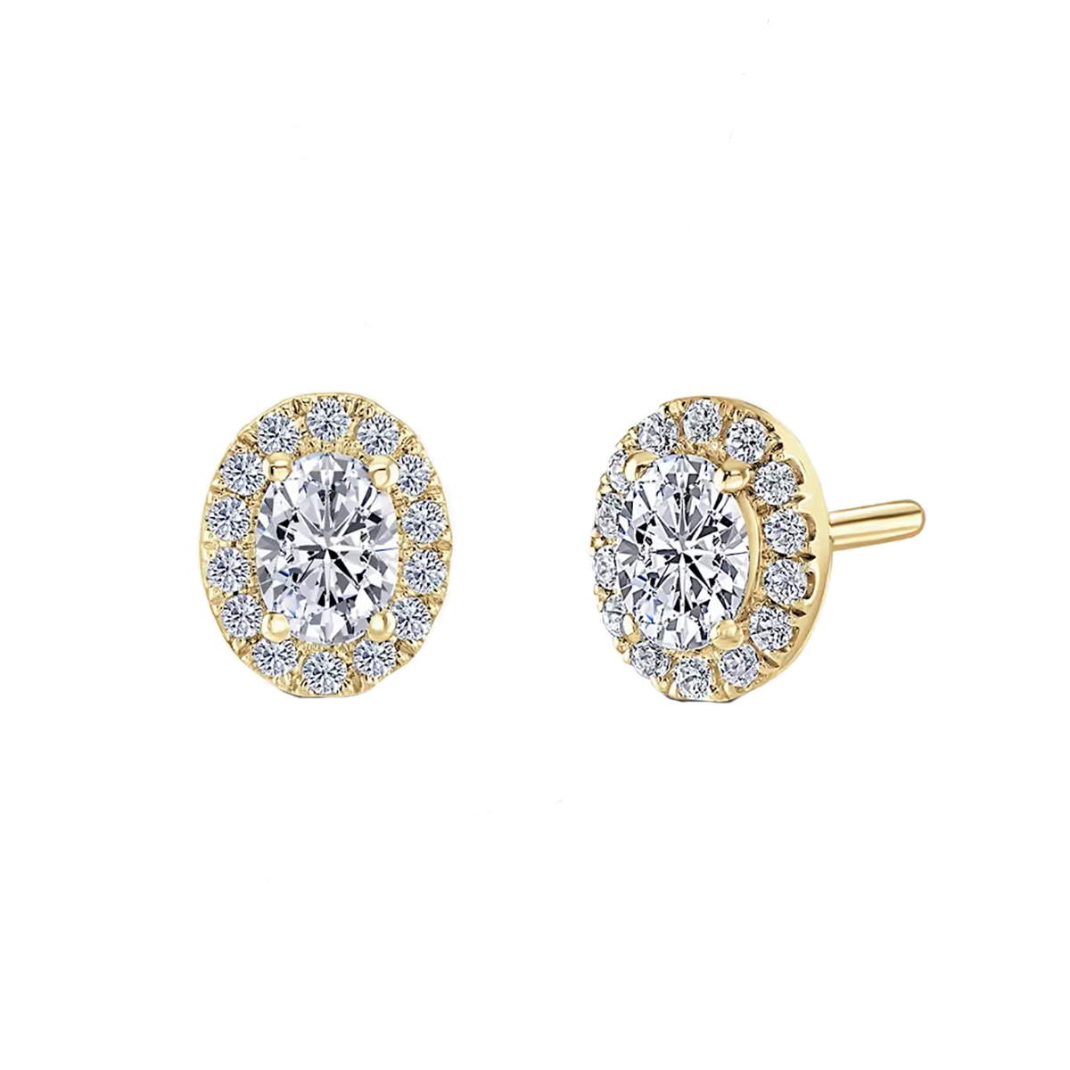 oval cut diamond cluster earrings
