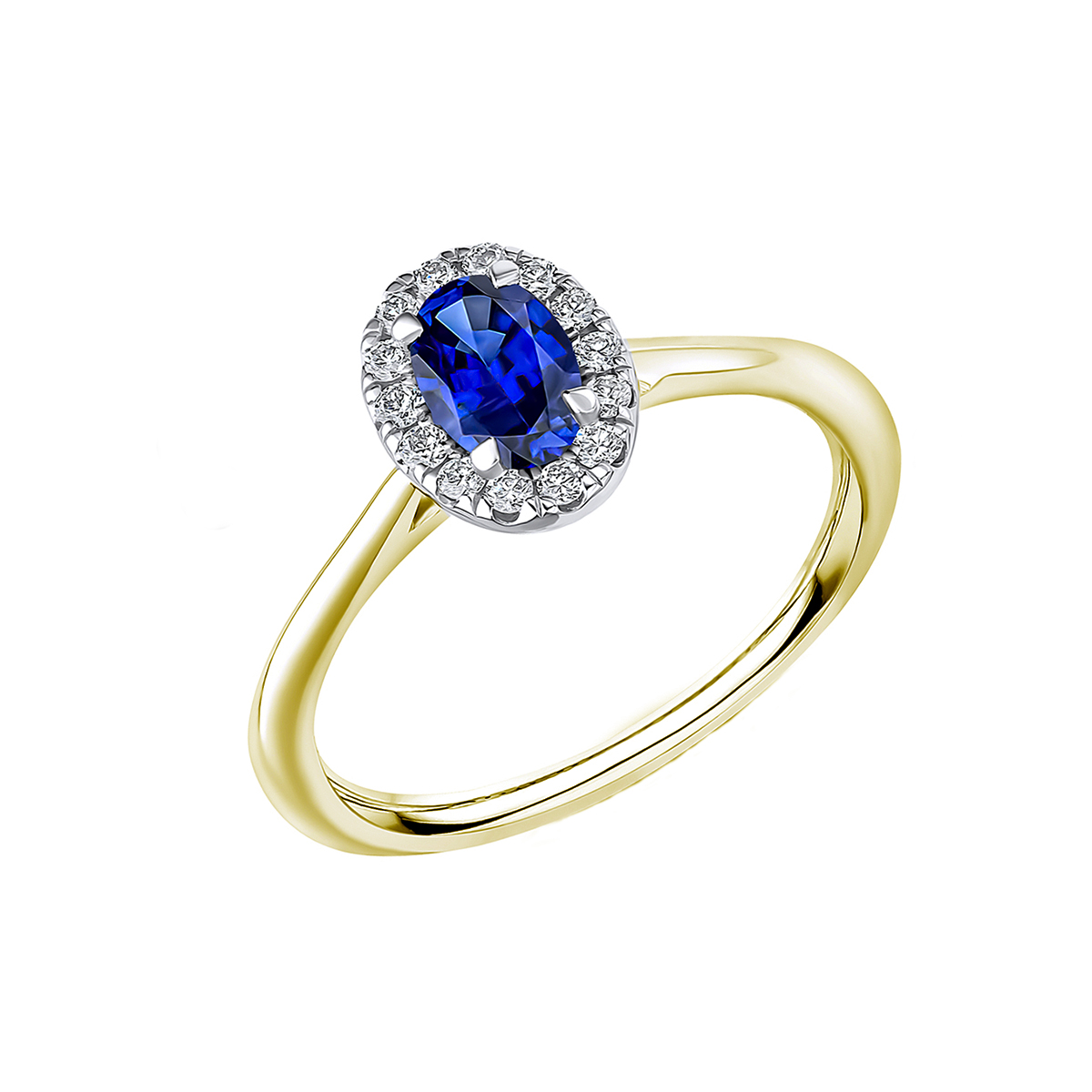 oval sapphire and diamond cluster ring