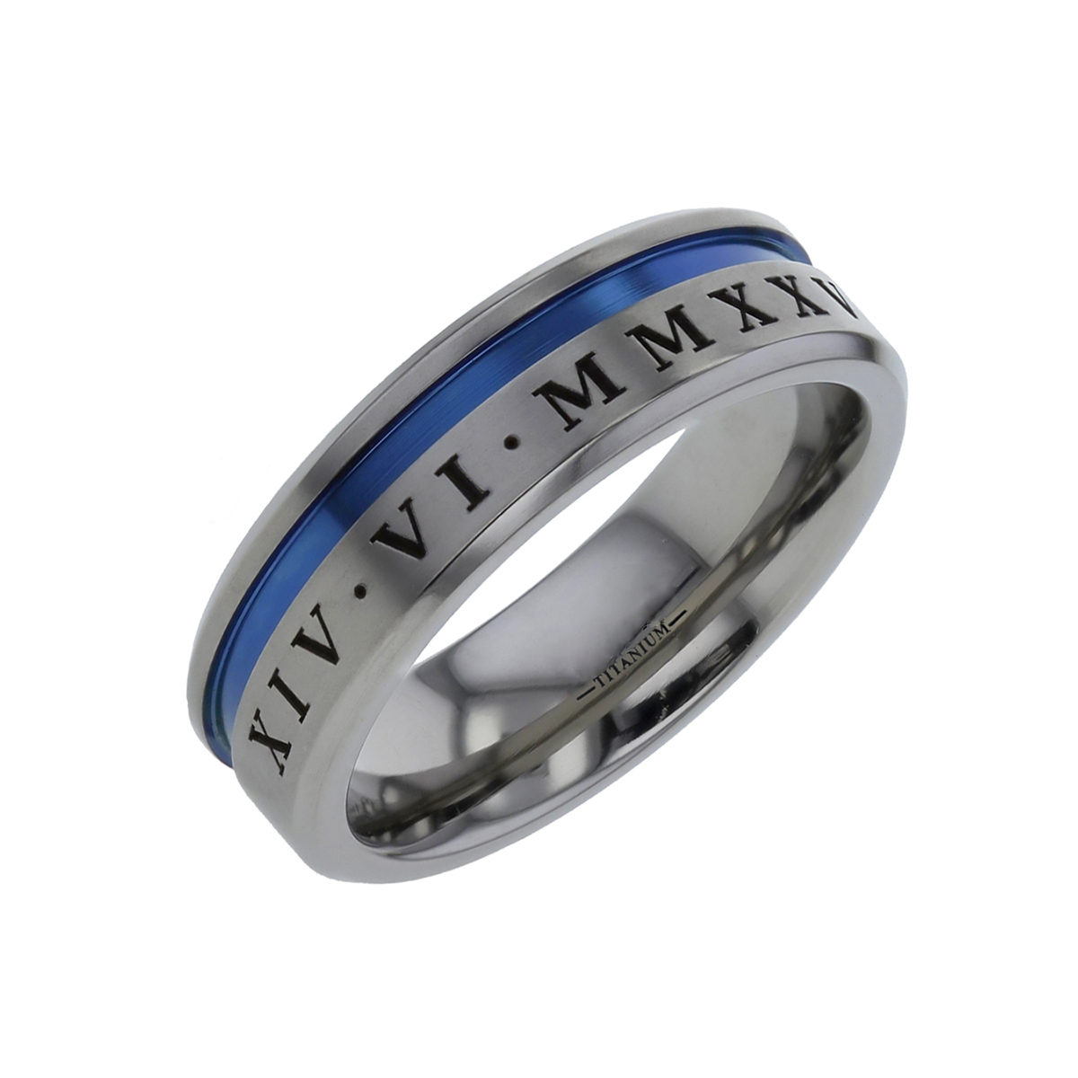 titanium gents band with roman numerals