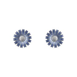 blue enamel daisy stud earrings