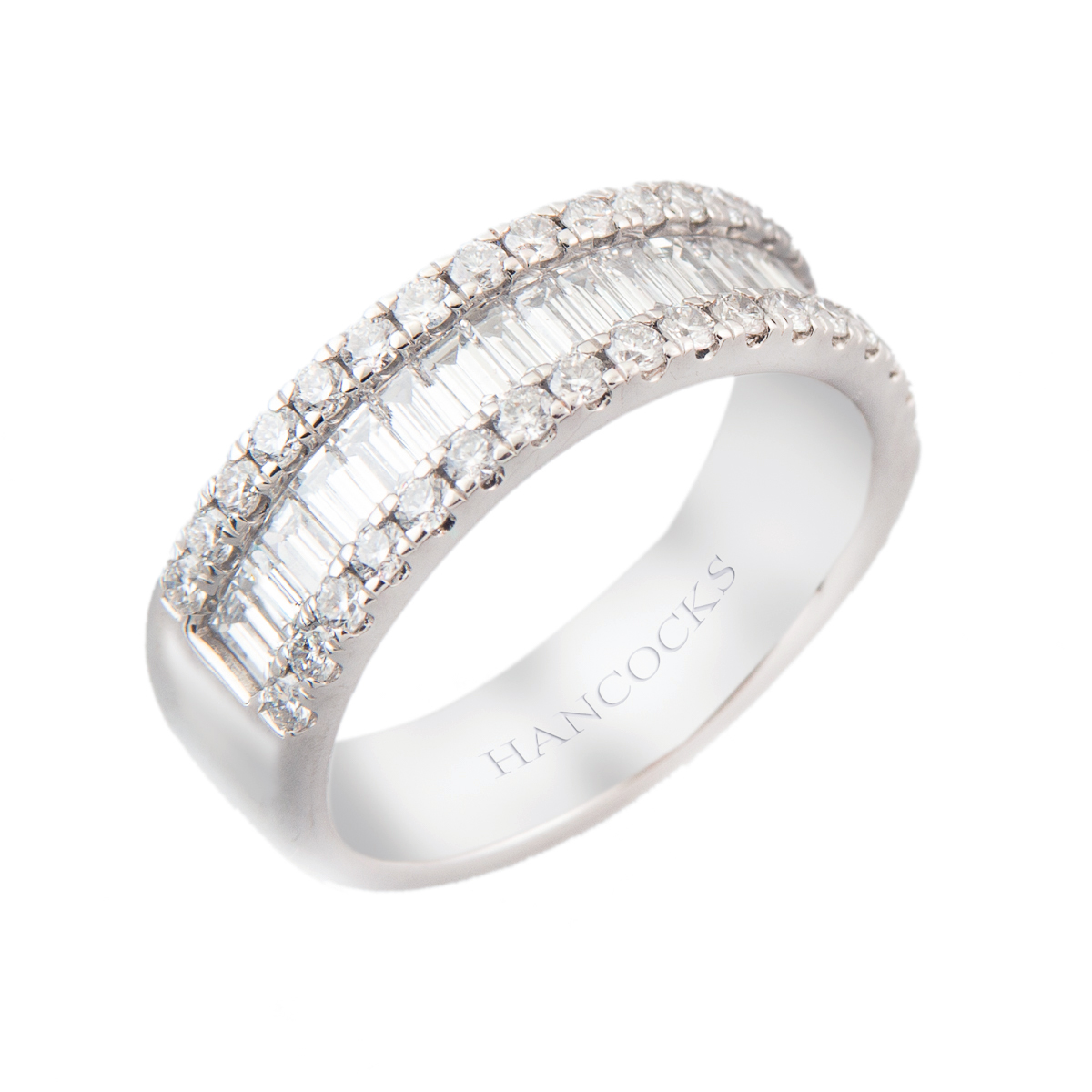 baguette and brilliant cut diamond set band