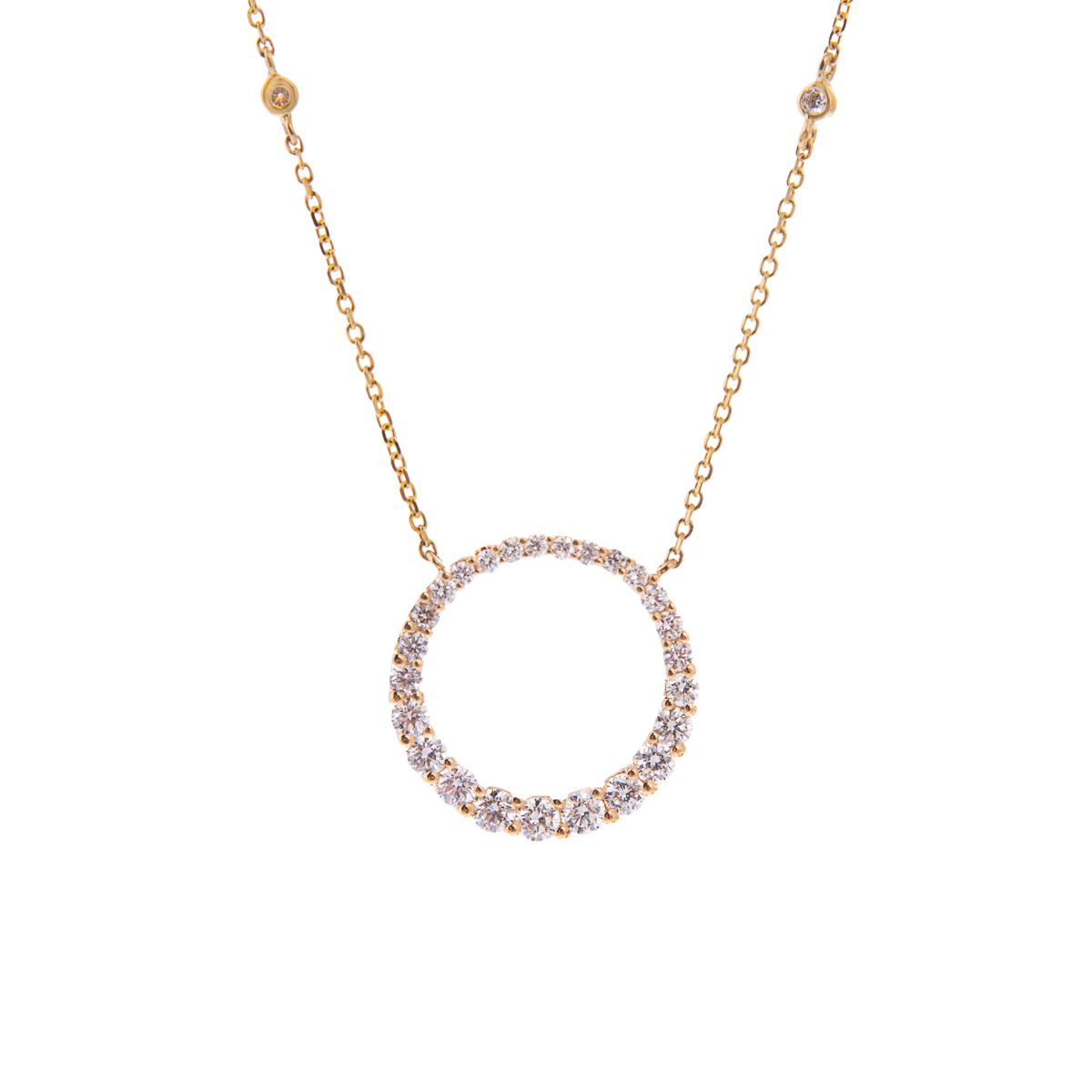 yellow gold diamond circle pendant
