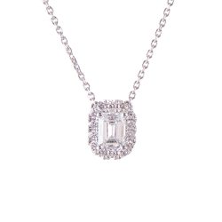 emerald cut diamond cluster pendant