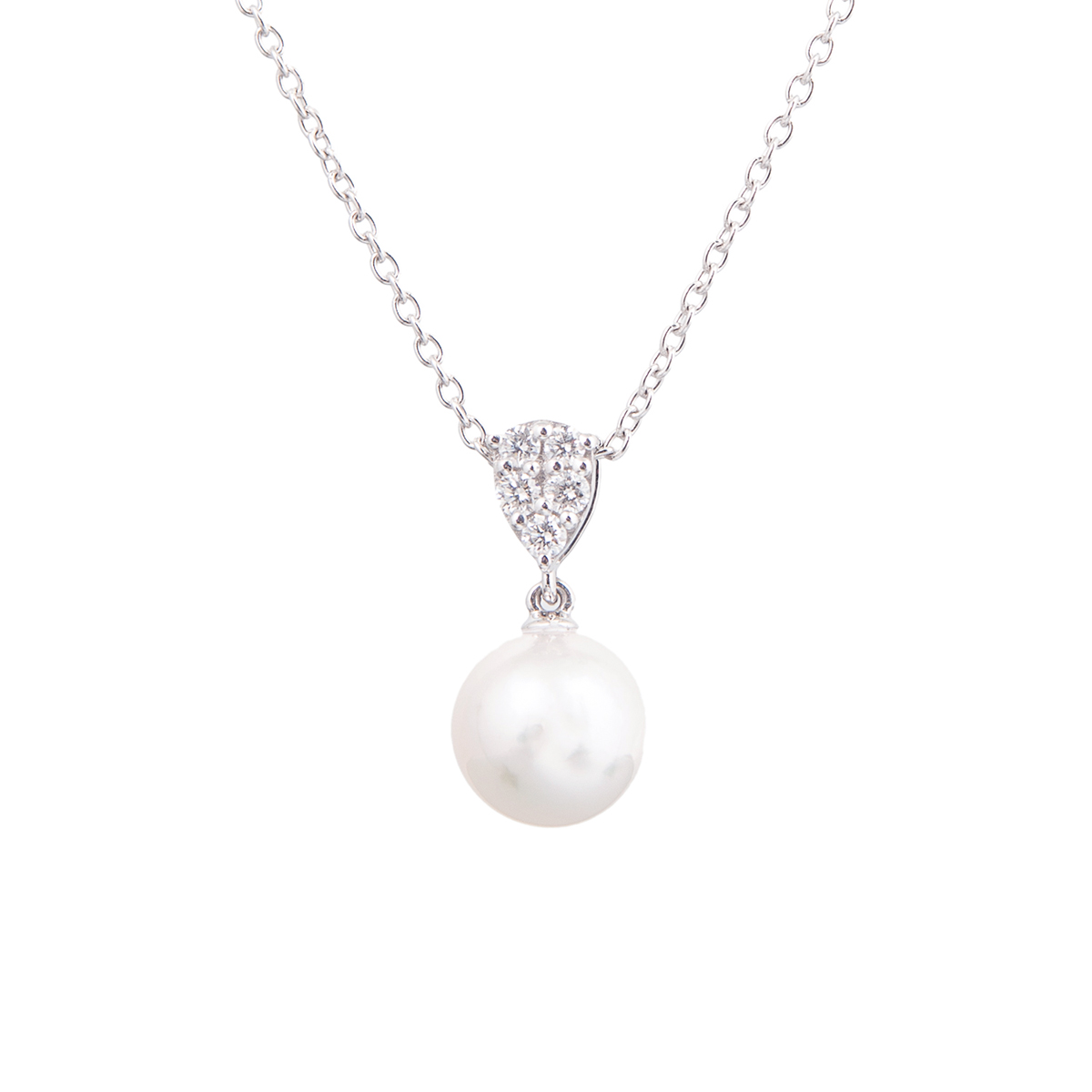 pearl and pave set diamond pendant