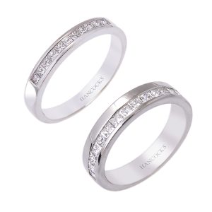 matching princess cut diamond wedding rings for him and her