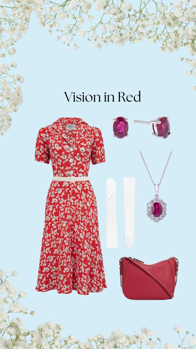 Red outfit and jewellery style guide for Goodwood Revival