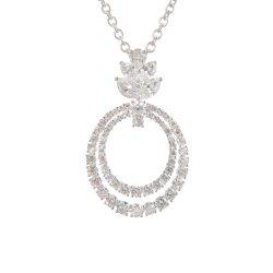 double circle diamond pendant in white gold