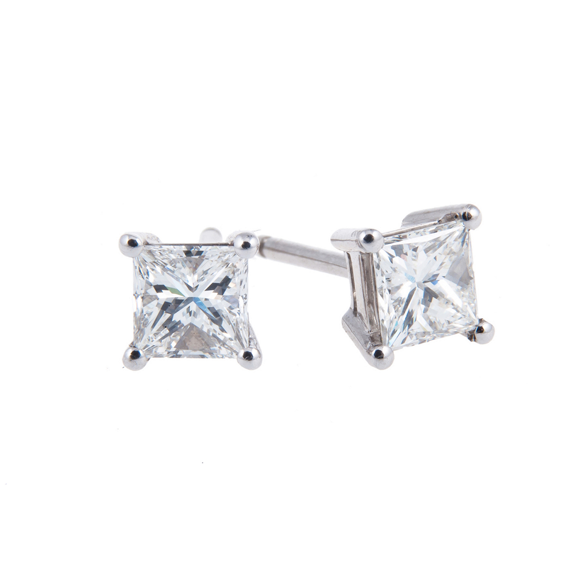 platinum-princess-cut-diamond-stud-earrings